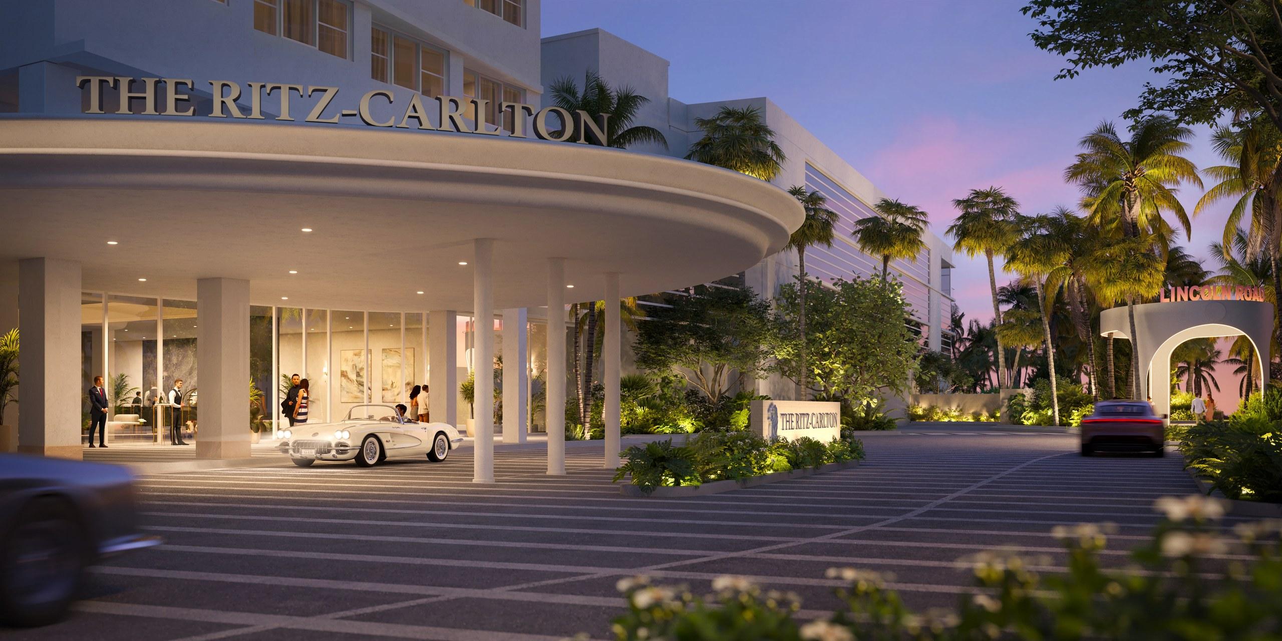 The arrival porte-cochère at the Ritz-Carlton Residences, South Beach