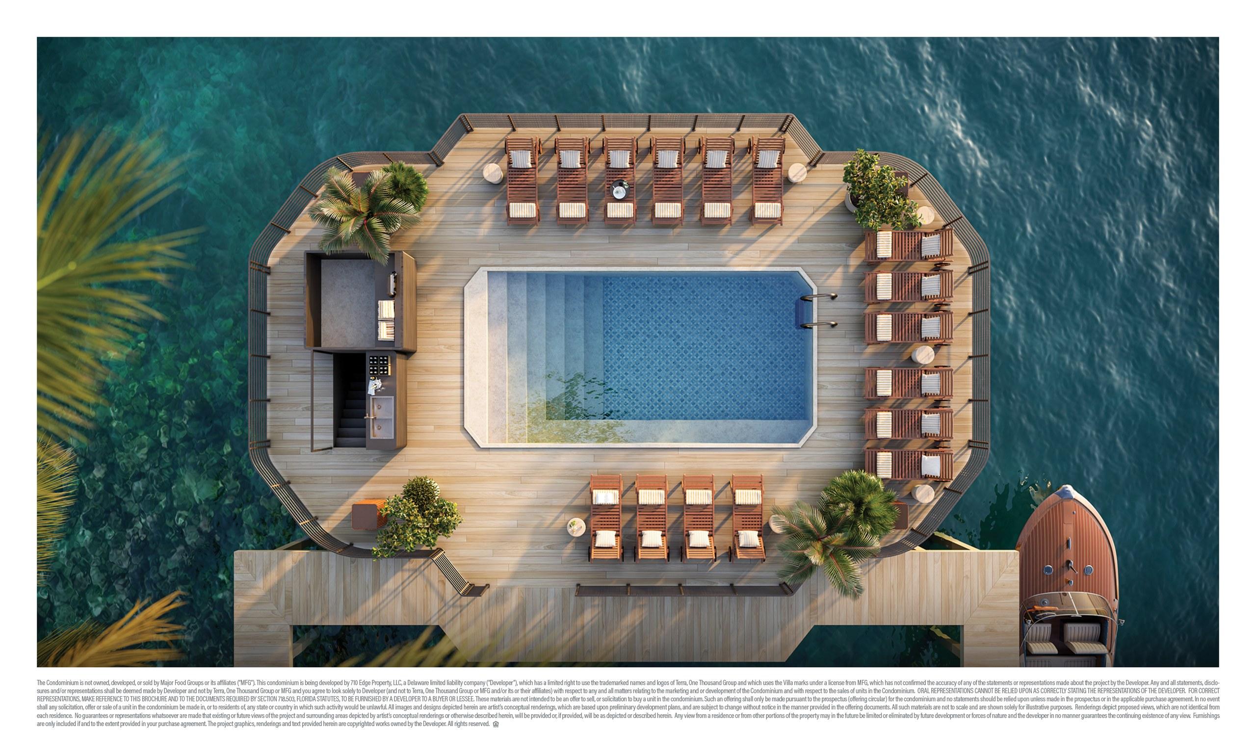 The Lake Como-inspired floating pool on Biscayne Bay at Villa Miami